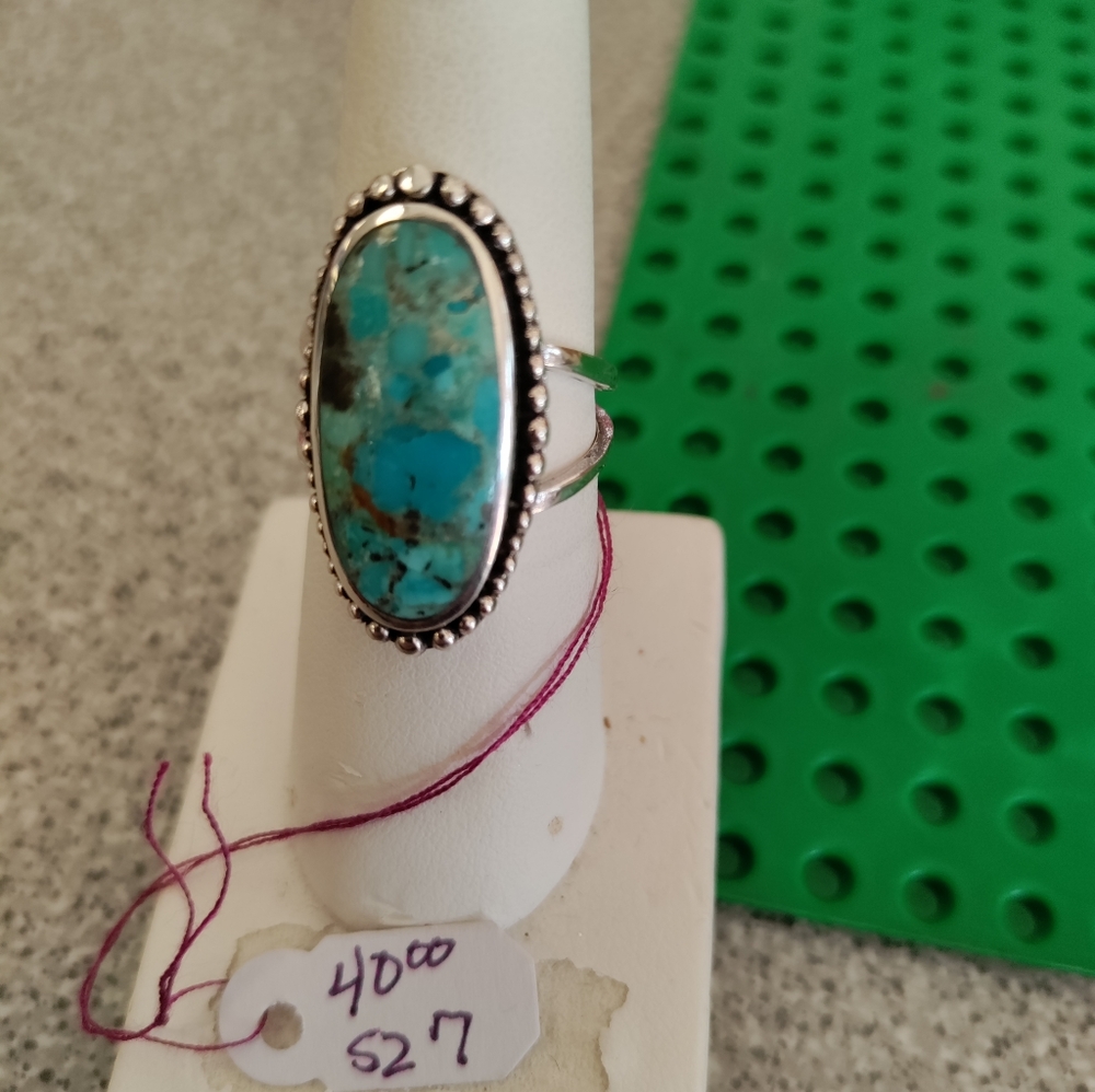 Genuine Turquoise ring Sterling Silver sz7